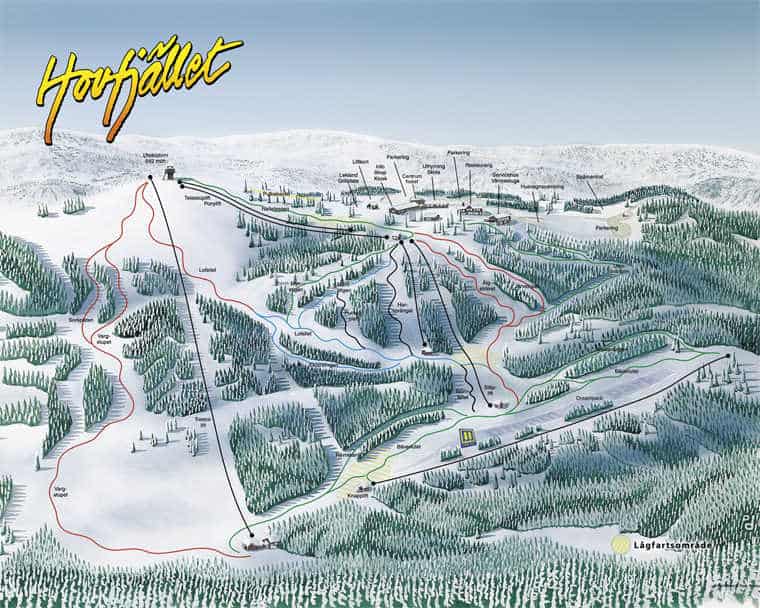 Sverige Hovfjället Pistkarta