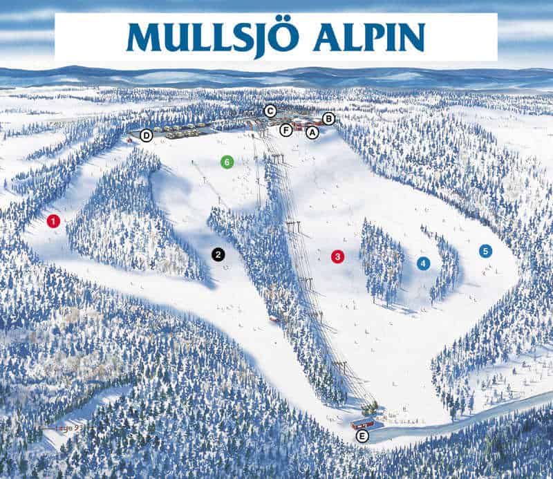 Sverige Mullsjö Pistkarta