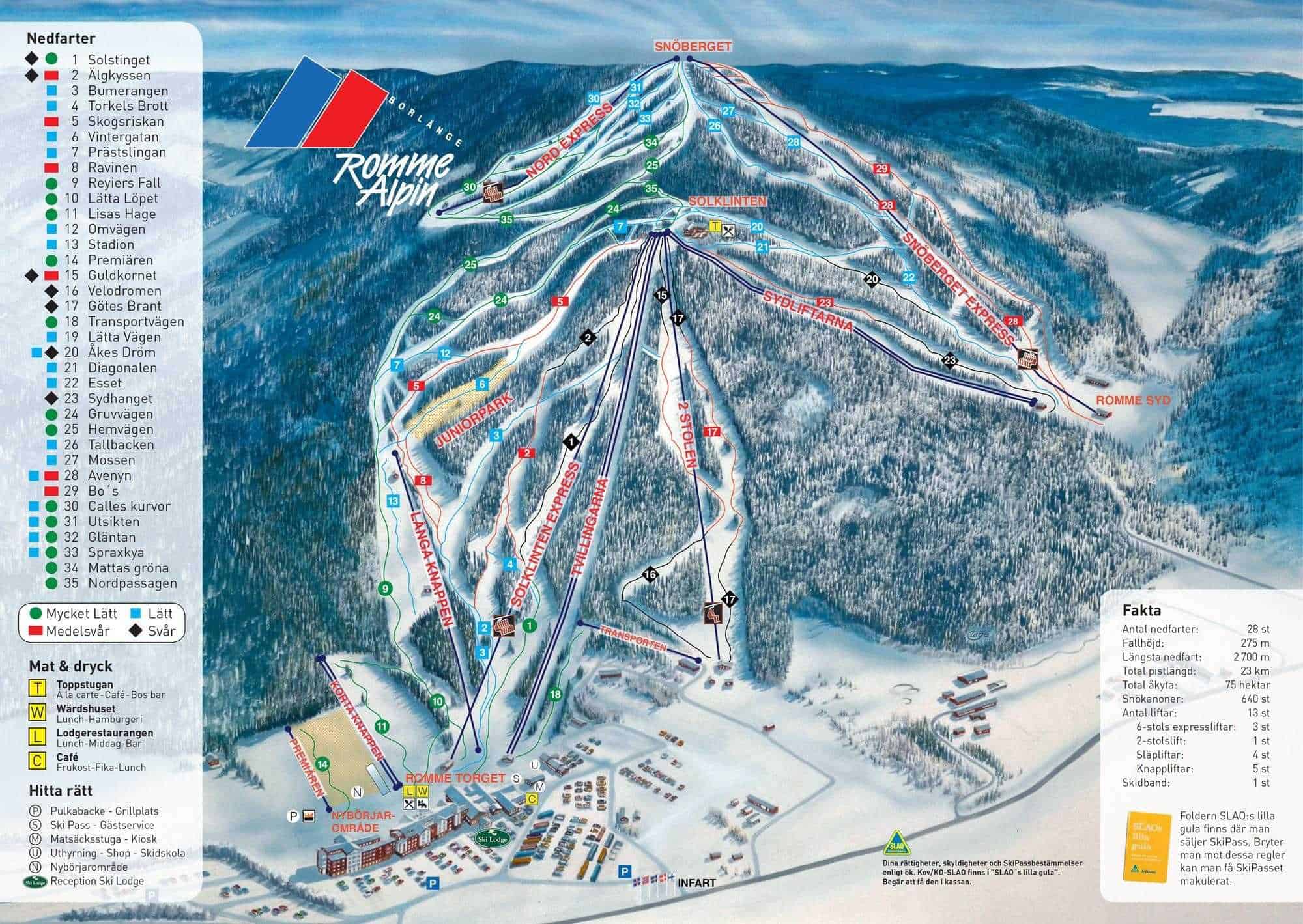 Sverige Romme Alpin Pistkarta