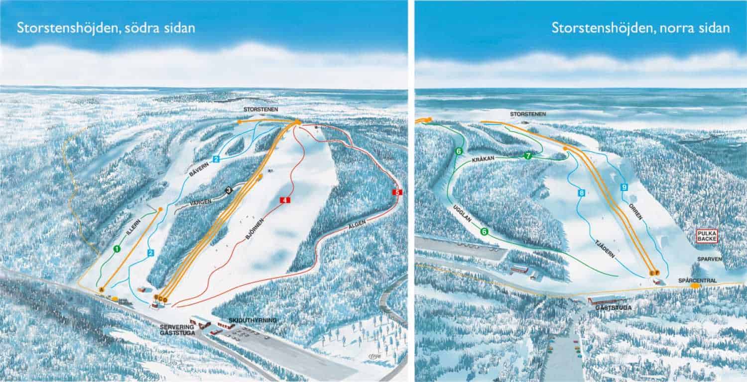 Sverige Storstenshöjden Pistkartor