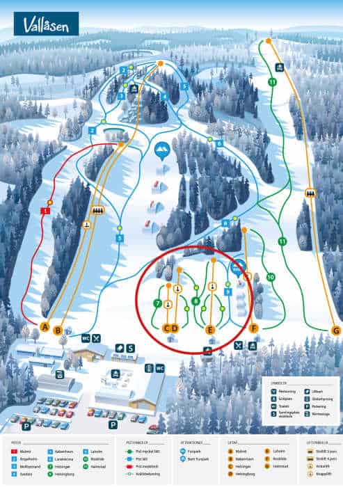 Sverige Valfjället Pistkarta