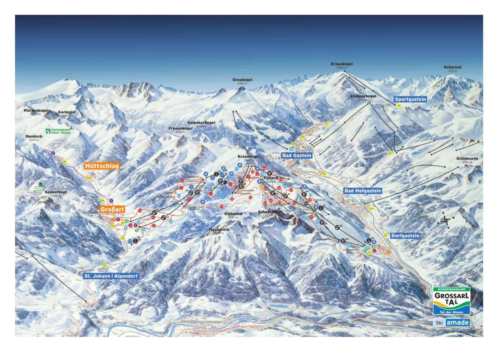 Grossarltal Dorfgastein pistkarta
