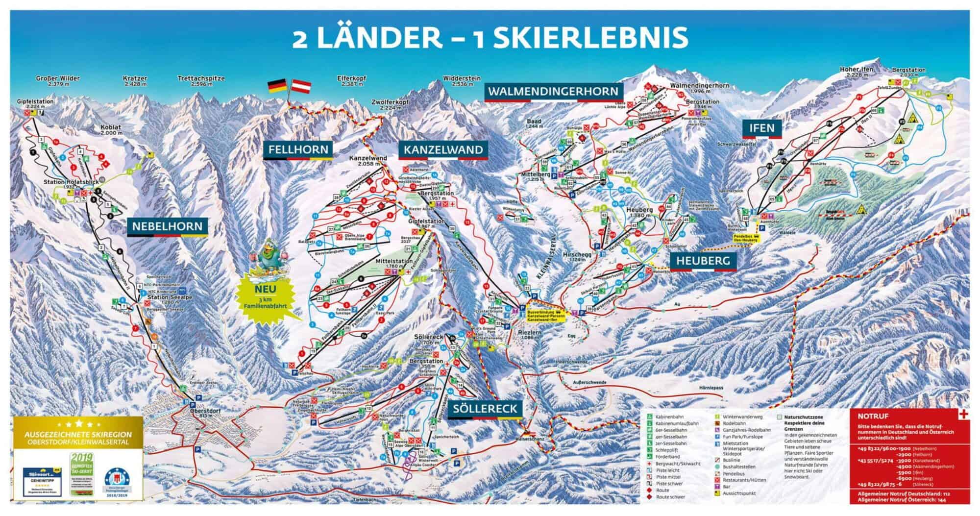 Tyskland – Oberstdorf Kleinwalsertal Pistkarta